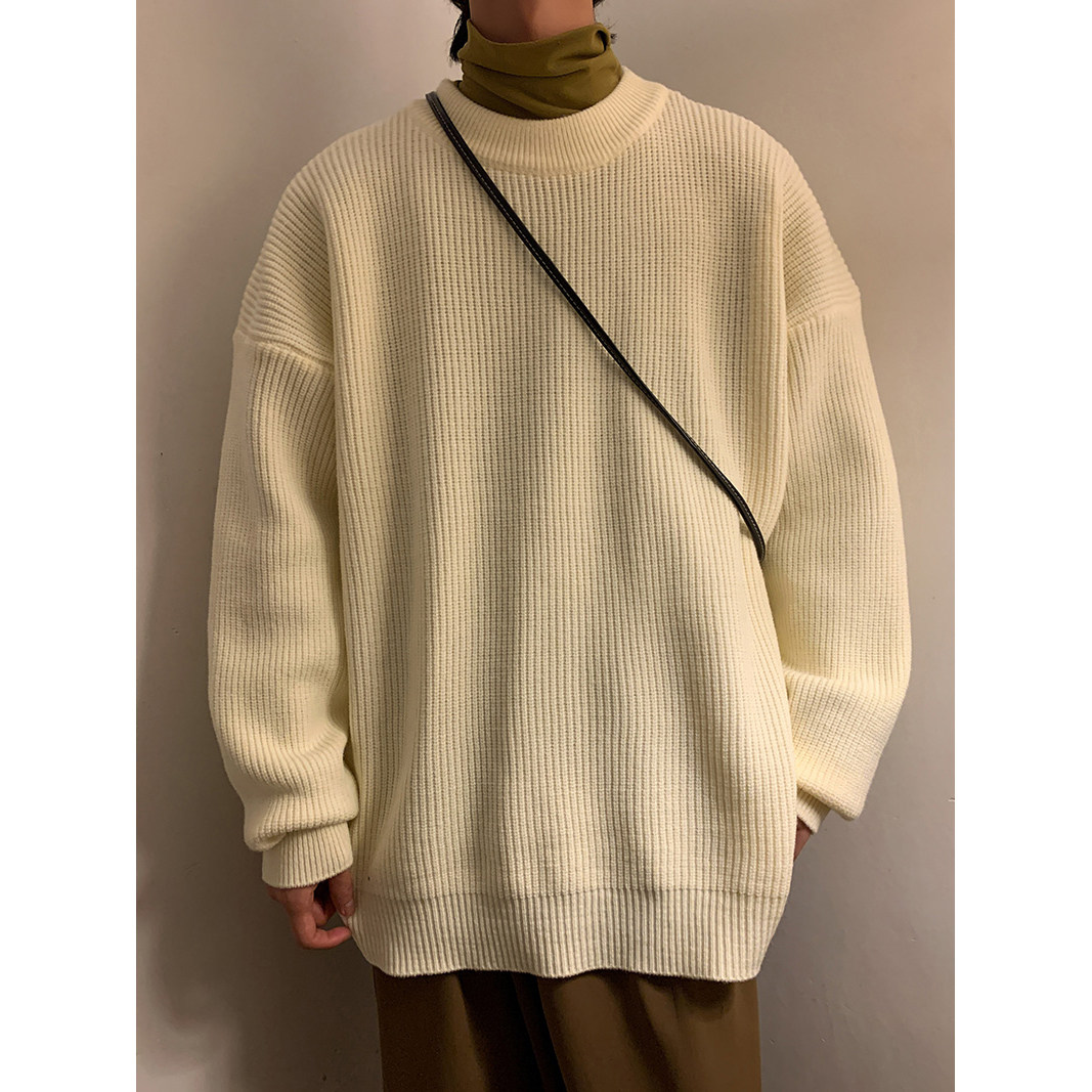 M869-特P50纯色毛衣男ins韩版潮港风日系宽松百搭潮流灰色针织衫,男装针织衫/毛衣,电商D310B