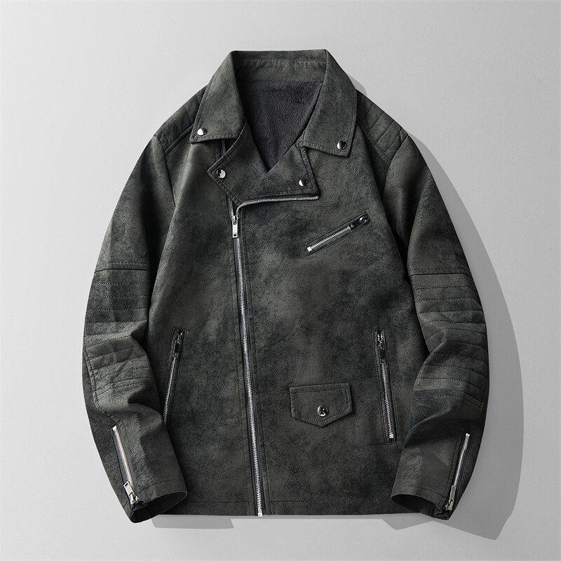 JK897-P100轻熟风机车皮衣外套男秋冬韩版西装领休闲pu皮夹克潮图片