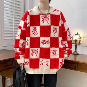83172-P50 秋冬新款休闲毛衣男长袖针织衫 港风宽松毛衣打底衫图片