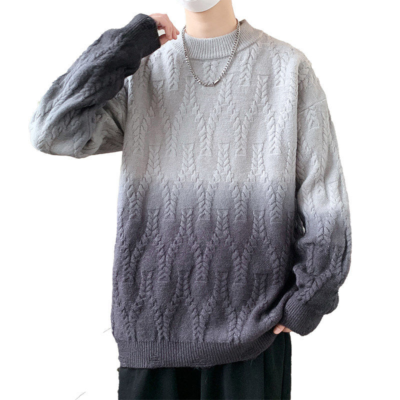 84787-特P70渐变色毛衣男潮牌加厚保暖线衣青少年冬季针织打底衫,男装针织衫/毛衣,电商D310B