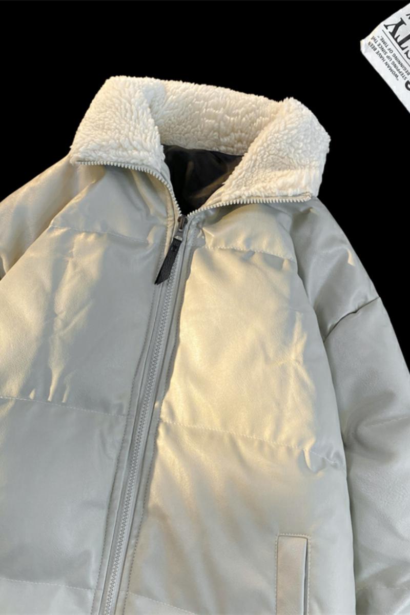 9291冬季情侣装加厚立领棉服女潮港风冬装PU皮棉衣外,男装棉衣,电商D310（原电商305）
