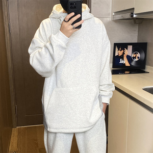 二开W9807-特P53秋季新款痞帅潮牌美式复古重磅宽松立领连帽外套图片