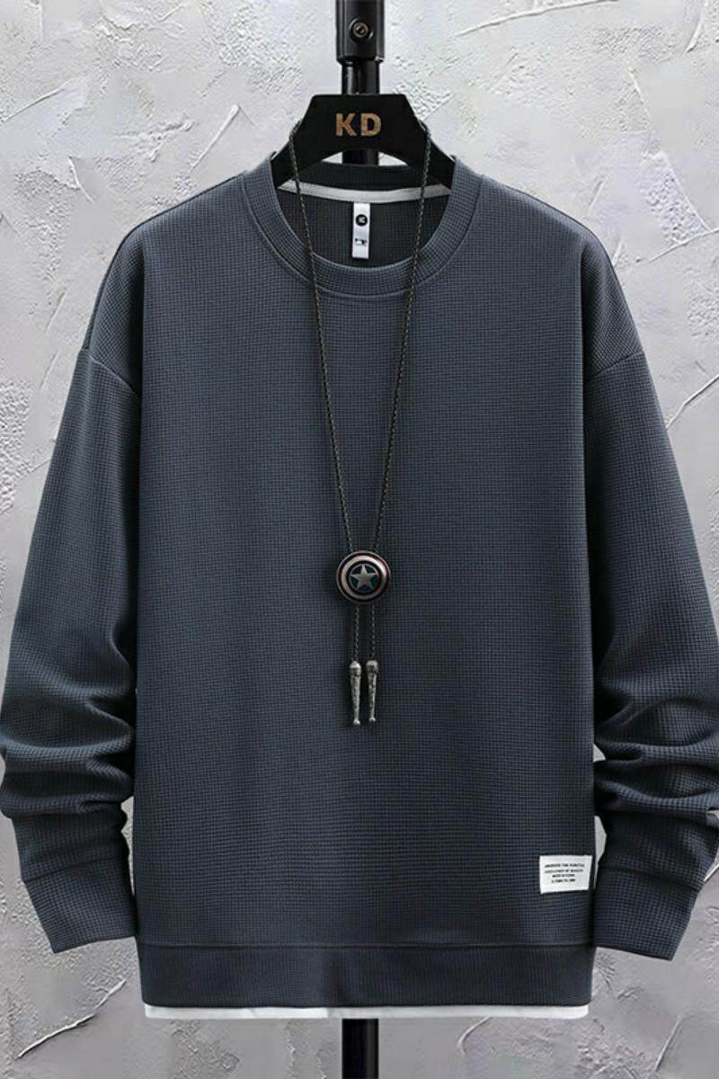 73811-P35长袖t恤男士春秋季2023新款潮牌宽松卫衣男装纯色体恤,男装卫衣,电商D310（原电商305）