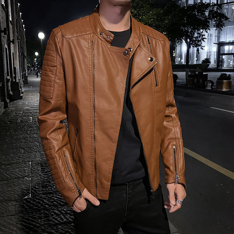 JK779-P98斜拉链皮衣男机车服潮流修身韩版休闲男士外套夹克潮,男装皮衣,电商D310B