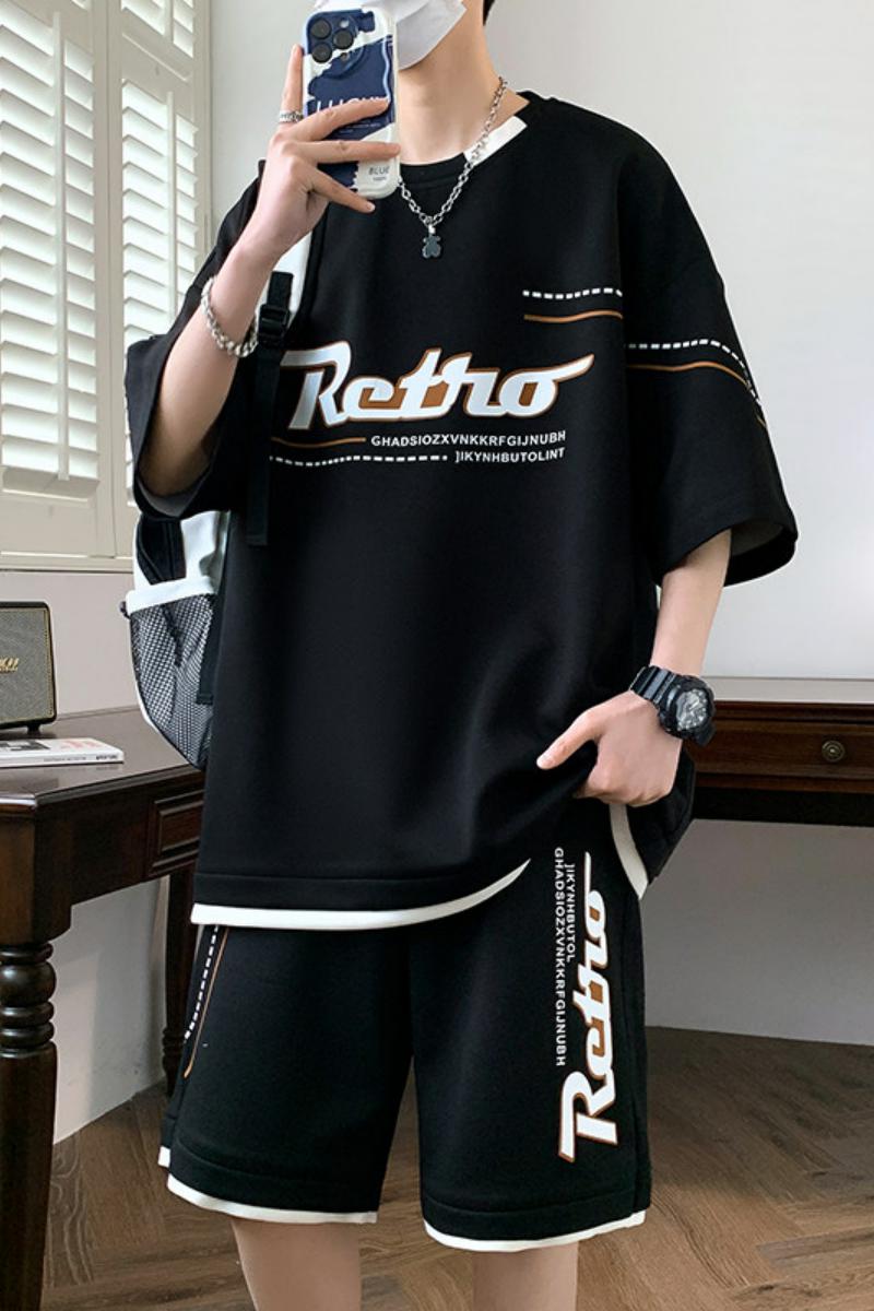 84309-P55夏季短袖T恤男套装休闲两件套,男装T恤,电商D310B