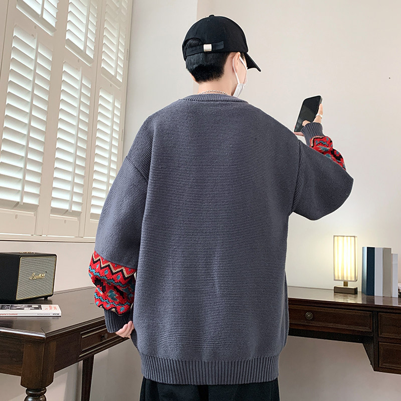 83486-P60秋冬新款休闲毛衣男长袖针织衫港风宽松毛衣打底衫,男装针织衫/毛衣,电商D310B