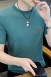 7318-P55短袖痞帅商务男士针织毛衣提花打底圆领美式男装潮流时尚，男装T恤，电商D310B