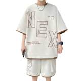84306-P55青少年冰丝短袖运动套装t恤初高中学生男装宽松潮牌，男装T恤，电商D310B