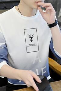 71601-P30春夏圆领短袖T恤男士七分袖卫衣图片