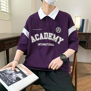 84068-P40polo衫短袖男士夏季青少年学生半袖ins港风百搭潮牌t恤图片