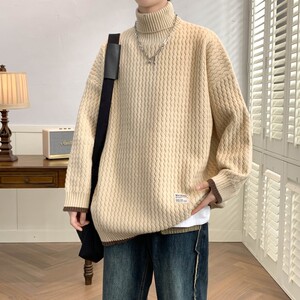 78590-P50秋冬新款休闲毛衣男长袖针织衫 港风宽松毛衣打底衫图片