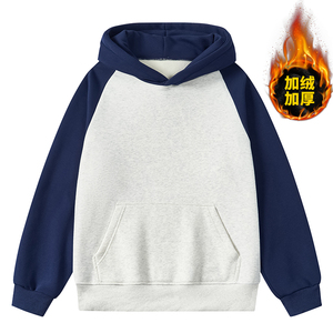 得物二开966加绒-特P43撞色拼接加绒加厚连帽卫衣男生外套图片
