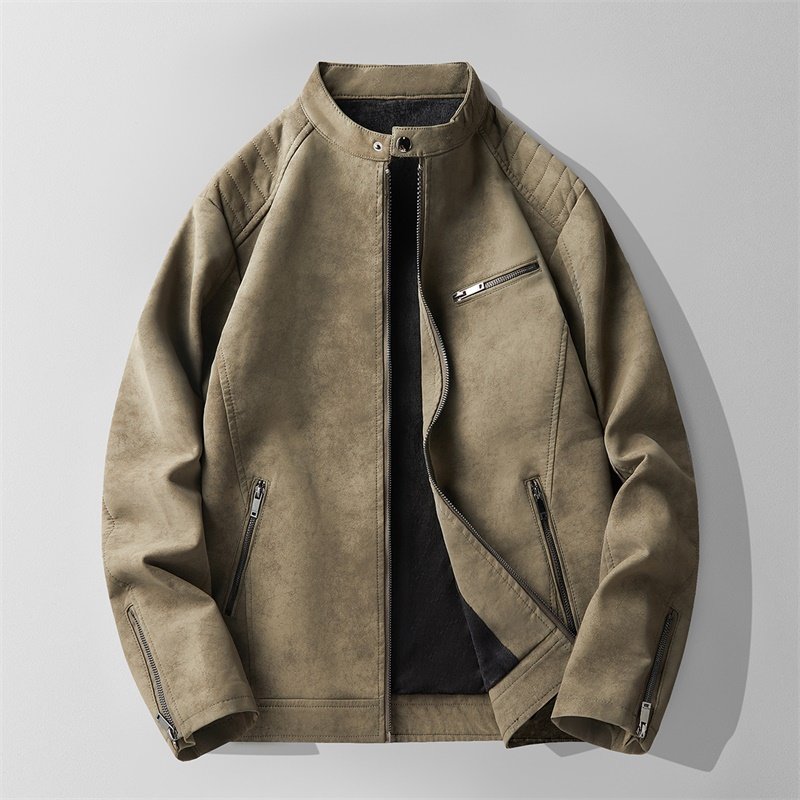 JK893-P100男士加绒皮衣韩版修身帅气机车服立领pu皮夹克外套潮,男装皮衣,电商D310B