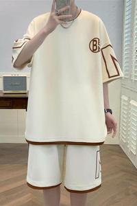 83621-P55短袖T恤套装男士夏季冰丝薄款短裤宽松休闲运动穿搭一套图片