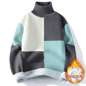 76225加绒-P65高领毛衣男秋冬季加绒加厚宽松慵懒风针织衫男内搭