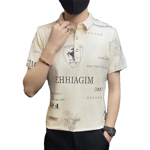 PL012-特P35polo衫男士休闲翻领短袖T恤青年印花夏装衣服薄款图片