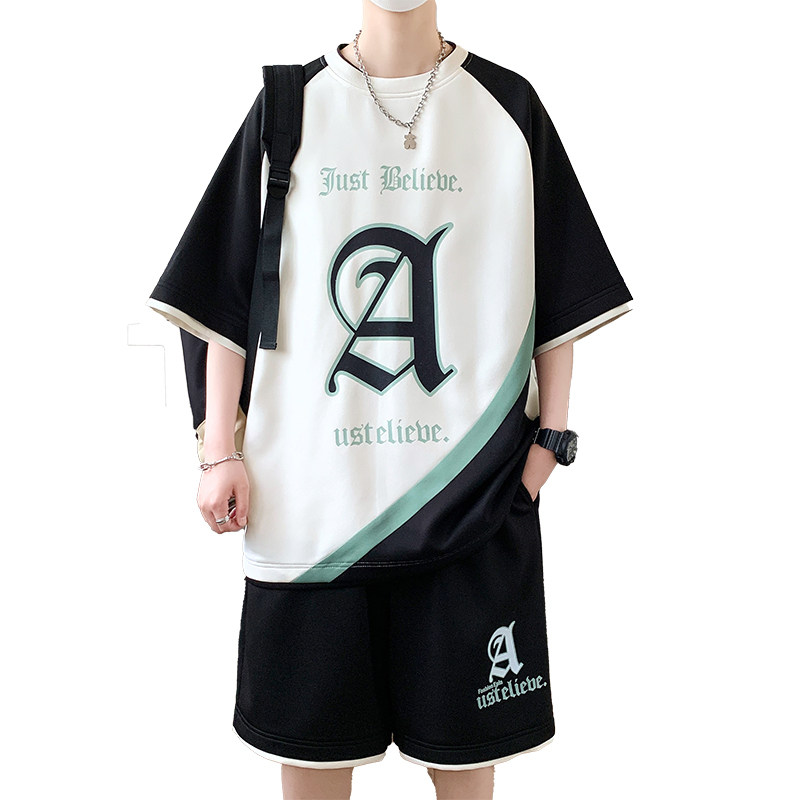 TZ24351-特P50青少年学生短袖T恤男孩薄款宽松潮流酷运动套装,男装T恤,电商D310B