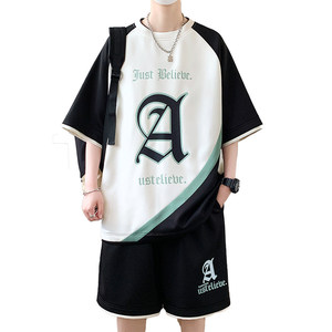 TZ24351-特P50 青少年学生短袖T恤男孩薄款宽松潮流酷运动套装图片