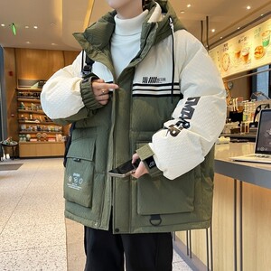 79011-特P258冬季男士羽绒服外套短款连帽宽松潮流加厚保暖港风图片