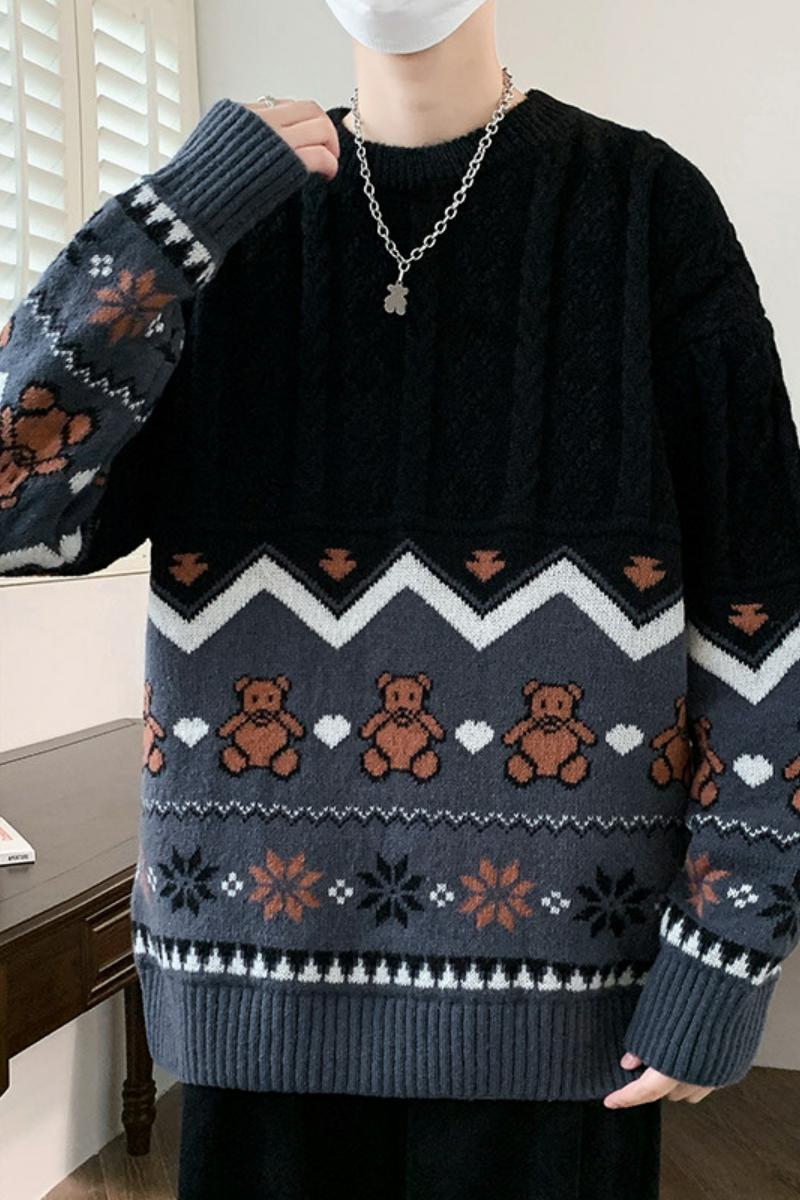 76959-P55男士套头保暖毛衣潮流线衣复古潮流男装打底衫针织衫,男装针织衫/毛衣,电商D310B