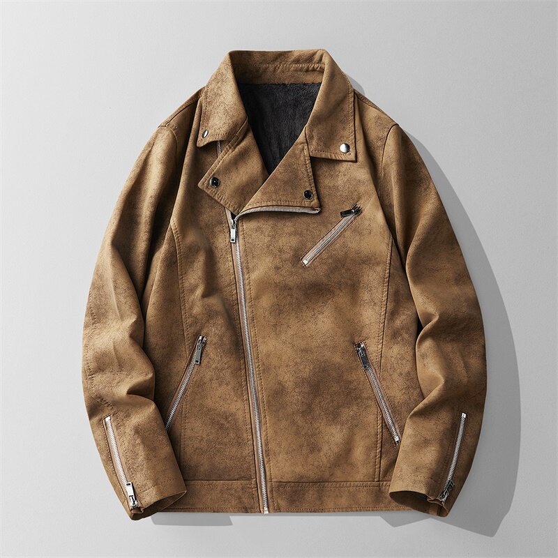 JK898-P100加绒轻熟风机车皮衣外套男秋冬韩版休闲pu皮夹克潮,男装皮衣,电商D310B