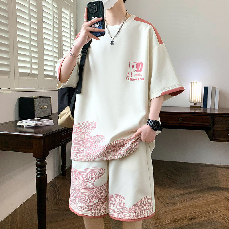 TZ24356-特P50短袖短裤套装男青少年夏季冰丝t恤男装学生一套图片