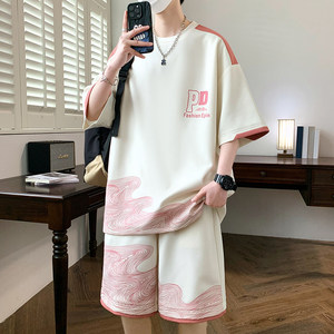TZ24356-特P50短袖短裤套装男青少年夏季冰丝t恤男装学生一套图片