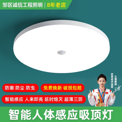 超薄感应吸顶灯人体红外声光控制
