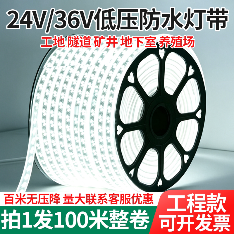 36V低压防水灯带100米卷工厂直销