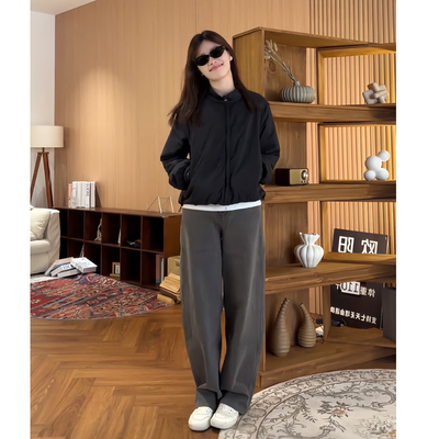 夹克棒球服外套休闲阔腿裤套装