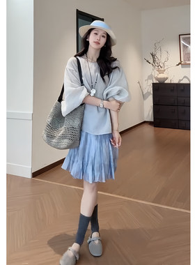 夏季女宽松显瘦短袖半身裙两件套