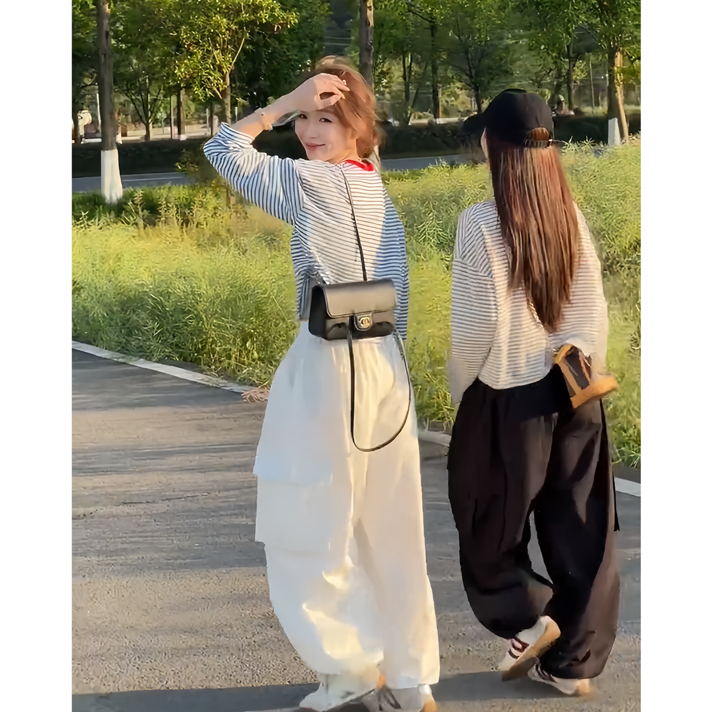2026夏天绝美小套装条纹防晒罩衫宽松休闲阔腿裤减龄度假风两件套