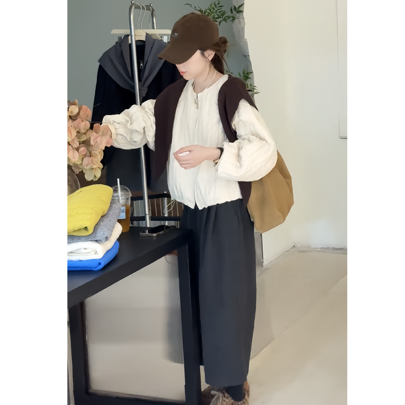 气质披肩棒球服外套阔腿裤套装
