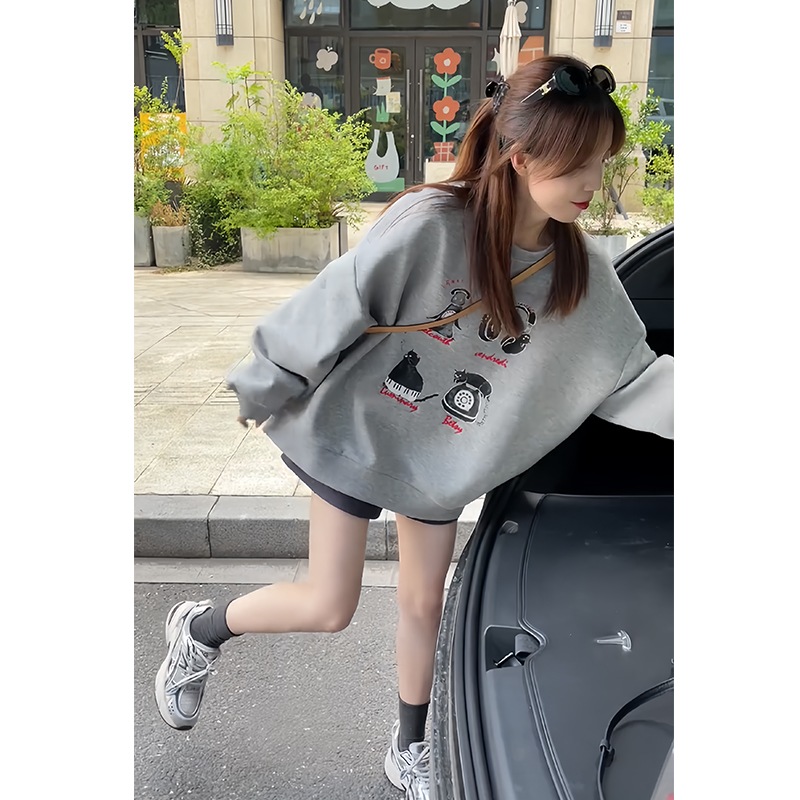 韩系设计感宽松减龄卫衣时尚套装