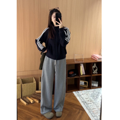 韩风chic一整套运动风立领开衫 减龄棒球服短外套休闲直筒裤 两件套