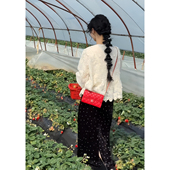 韩系一整套ootd穿搭高级感御姐风蕾丝刺绣上衣波点丝绒半身裙套装