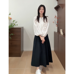 显瘦百搭上衣 女通勤风修身 气质一整套ootd穿搭设计感立领长袖 衬衫