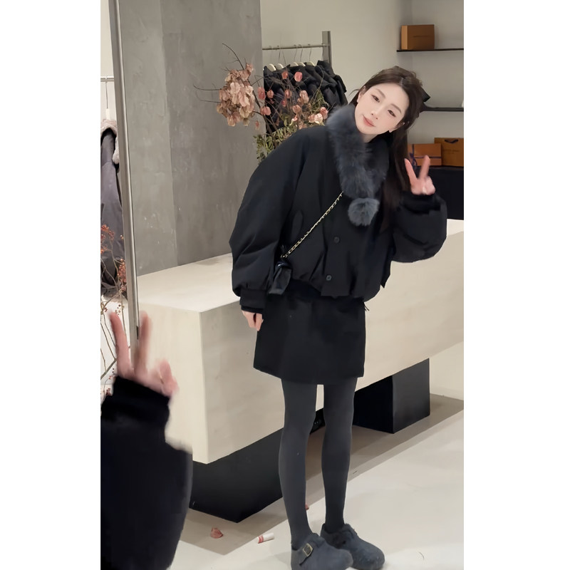 独特漂亮冬装一整套高级感毛领短款棉服外套冬季保暖半身裙两件套,女装/女士精品,时尚套装,淘宝优惠券,粉丝福利购,淘宝优惠卷