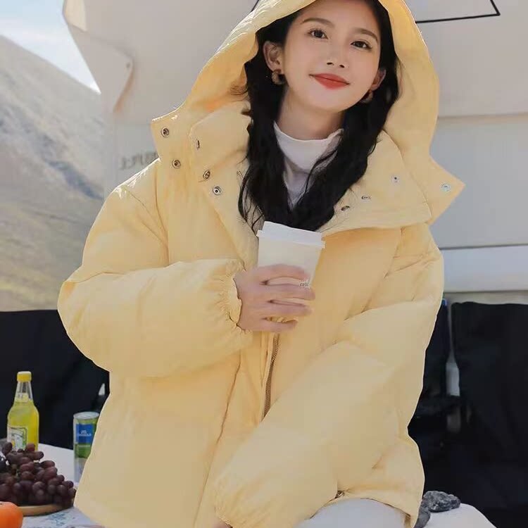 网图2026冬季新款小个子轻薄羽绒服女加厚大口袋面包服棉衣外套