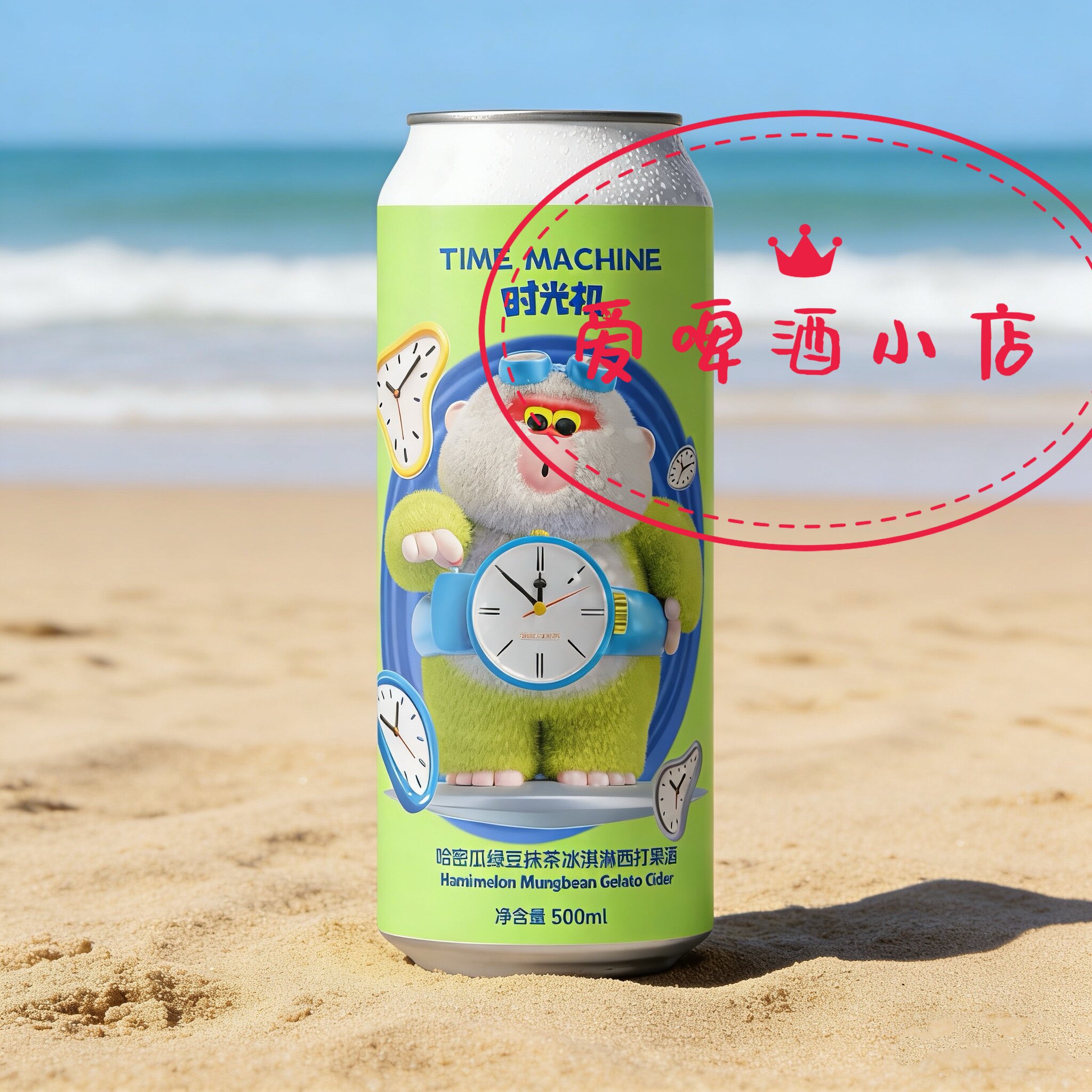 沙坡尾时光机 哈密瓜 绿豆抹茶冰淇淋西打水果古斯啤酒 500ml单瓶