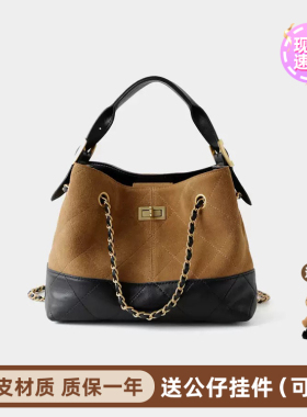 小香风真皮菱格链条包女单肩托特包大容量轻奢小众设计HOBO包包