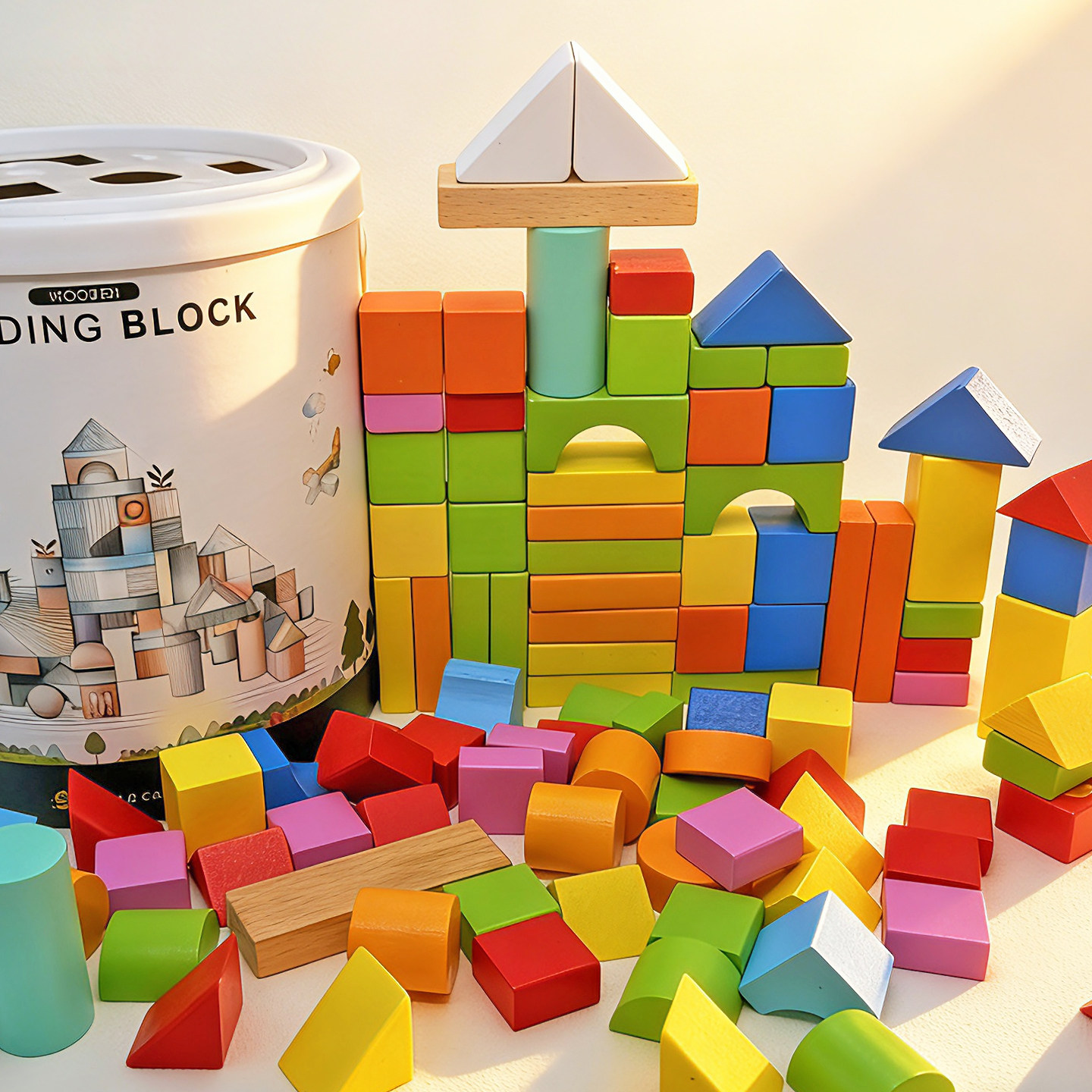 儿童桶装积木0到3岁6早教1益智力拼装玩具大颗粒幼儿园宝宝可啃咬