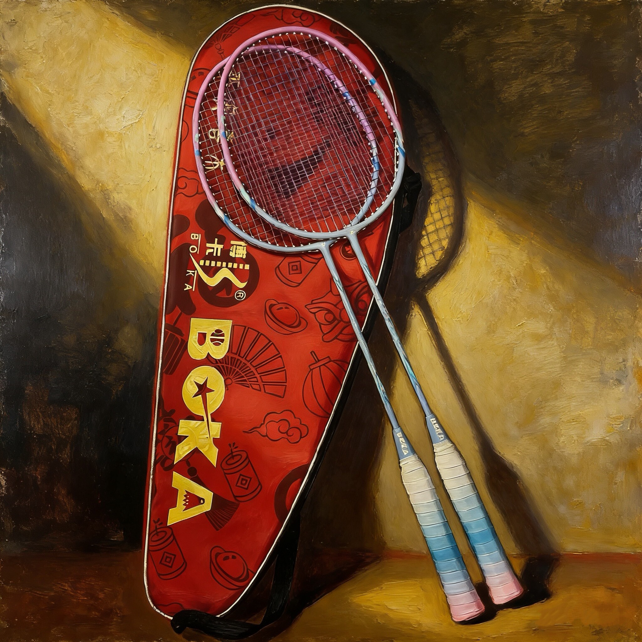 新款平安喜乐马卡龙彩虹色高弹超轻耐打碳素一体羽毛球拍