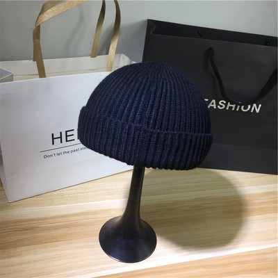 韩国网红短款流氓帽男潮针织冷帽痞子瓜皮帽女嘻哈帽冬街舞毛线帽