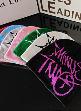 Minus two冷帽毛线帽针织帽豆豆帽 涂鸦美式街头滑板街舞男女情侣