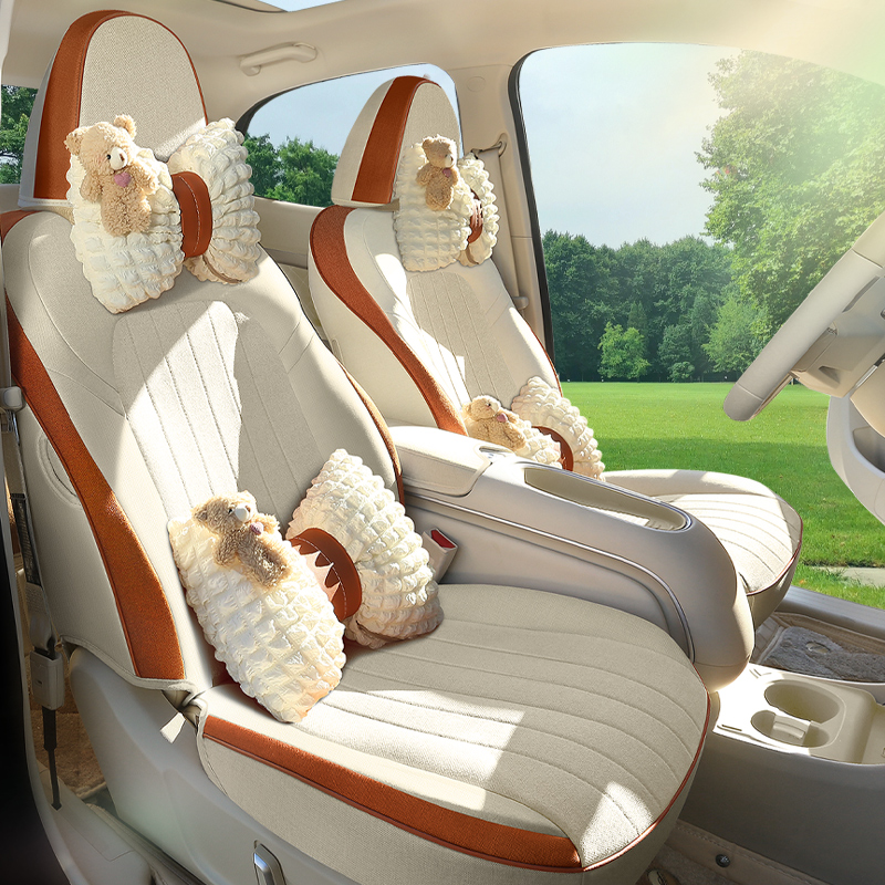 欧拉好猫亚麻汽车坐垫简约全包围汽车坐套四季通用座椅套座椅改装