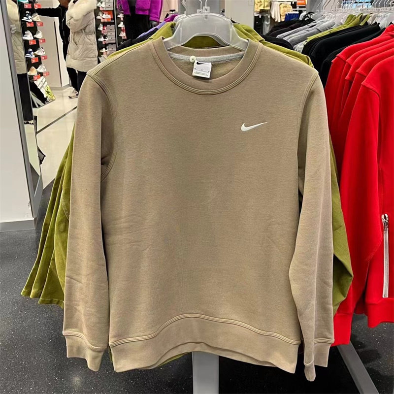 Nike耐克卫衣男圆领加绒春秋冬保暖刺绣小勾针织简约正623459-247