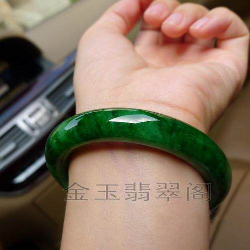缅甸干青玉石手镯满绿阳绿祖母绿条翡翠手镯天然正品翡翠玉镯子