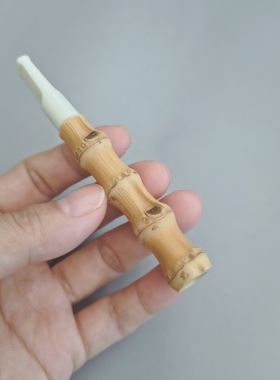 新款纯手工制作天然竹鞭竹子烟嘴原味可把玩粗烟嘴一物一图