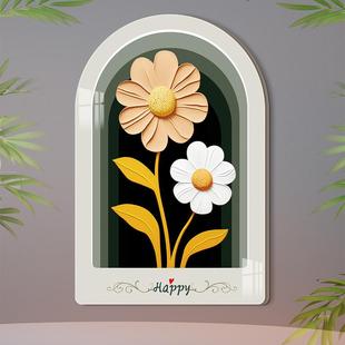 新款 饰画 大号花朵创意墙面破损遮丑墙贴艺术开关插座洞遮挡立体装